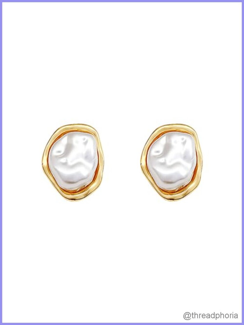 14k Gold Plated Baroque Pearl Stud Earrings Chunky Vintage Wedding Bridal